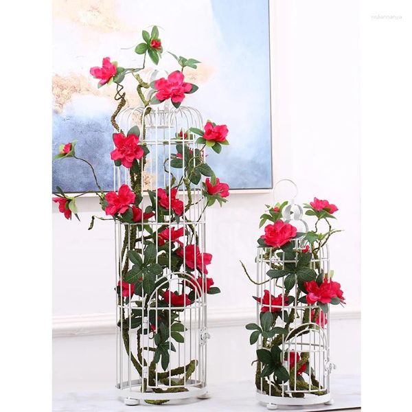 Flores decorativas rústico ramo artificial flor casamento rododendro casa sala de mesa decoração plástico