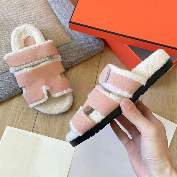 Designer Casual Fur Slipers inverno Slide calde scarpe lana pelosa di Luxury Women Ladies Home Fuzzy Sandalen Casual Flat Flat Piattaforma Sherpa Fleece