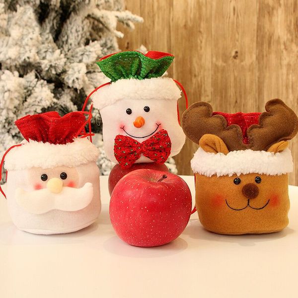 Atacado decorações de natal sacos de doces sacos de presente bonecos de neve idosos sacos de maçã decorações de árvore de natal