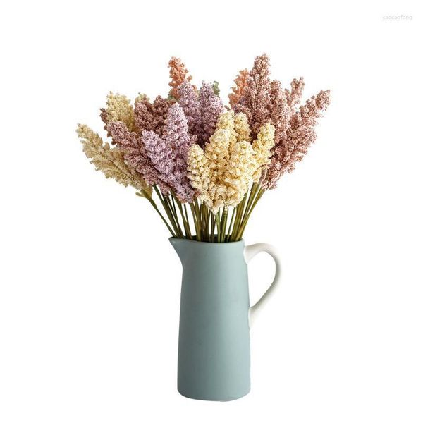 Dekorative Blumen, 6 Stück, künstlicher Vanille-Mini-Schaum-Beeren-Spike-Blumenstrauß für Heimdekoration, Pflanzenwanddekoration, Getreidehaufen, Dhawk
