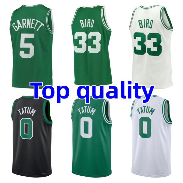 Maglie da basket da uomo # 0 Jayson Tatum # 33 Larry Bird # 4 Jrue Holiday Mitchell Ness Marca Draft Pick Jersey bianco nero verde