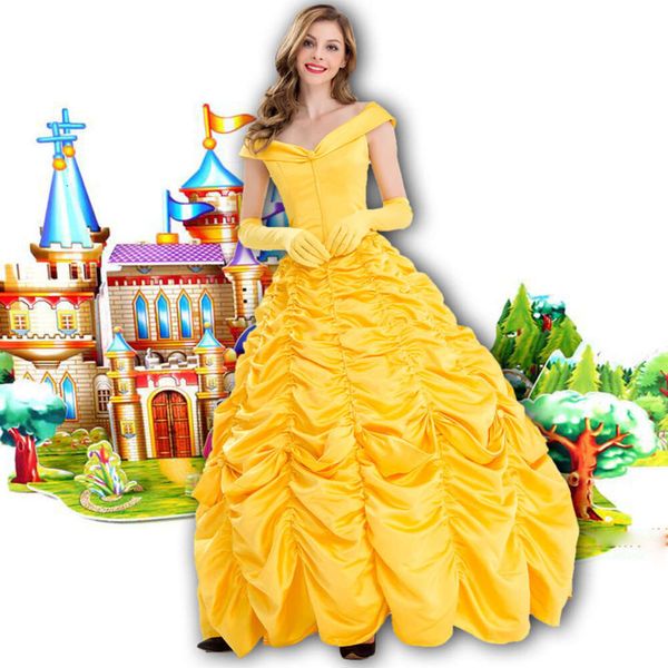 Косплей Новая фантазия Хэллоуин косплей взрослый костюм принцессы Белль длинное платье женский южный костюм косплей
