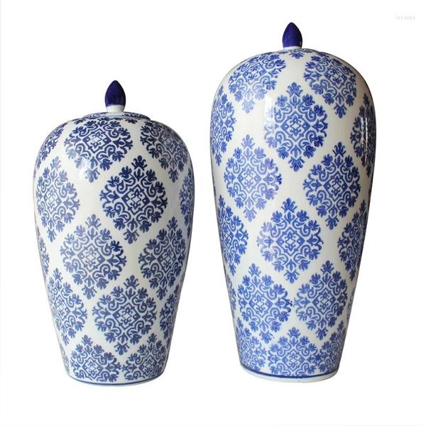 Garrafas Jingdezhen Porcelana Gengibre Jar Azul e Branco Potenciômetro Grande Vaso Retro Chinês Cerâmica Home El Decorar