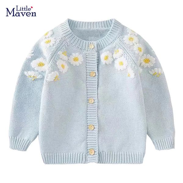 Cardigan pouco maven bebê meninas camisola linda luz azul roupas casuais outono crianças cardigan casaco bonito para crianças 2-7 ano 231012