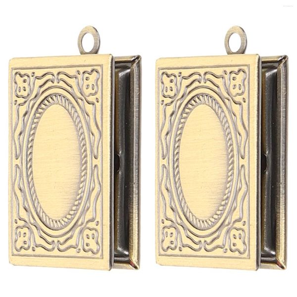 Colares de pingente Mens Chain Book Frame Oval Picture Lockets Mulheres que seguram fotos