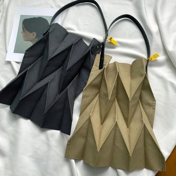 Einkaufstaschen Miyake Plissee Authentische Geometrische Ringer Einzigartiges Design Einfarbige Tasche Handtasche Für Frau 2023 Kordelzug Lässig