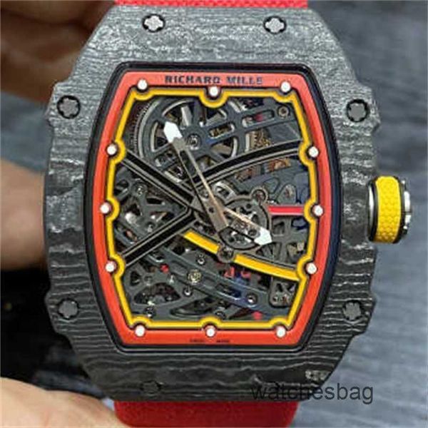 Relógio carbono tourbillon rm6702 aço com logotipo caixa original relógio mecânico data masculino designer suíço série esportiva automático