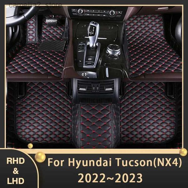 Tapetes de assoalho tapetes do carro para hyundai tucson nx4 2022 2023 luxo personalizado auto pé almofadas couro tapete acessórios interiores q231012