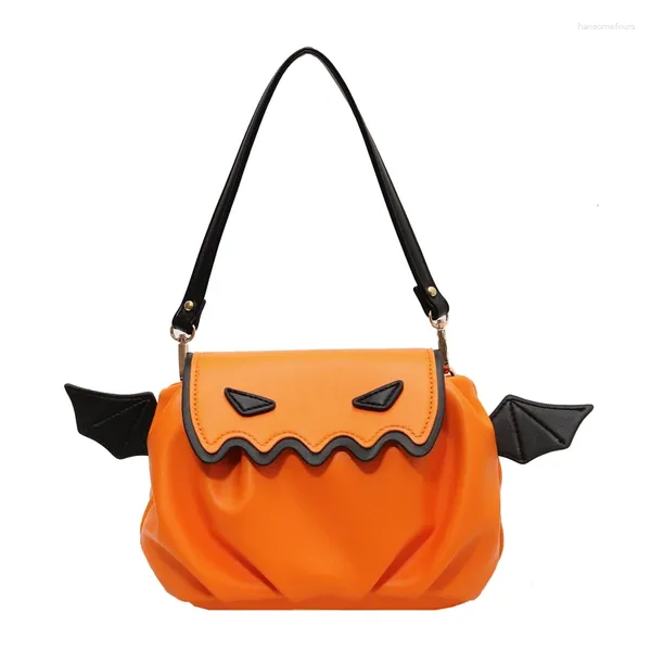 Abendtaschen Lustige Gothic Handtaschen PU Leder Kürbis Hand Fledermaus Schulter für Frauen Mädchen Halloween Geldbörsen