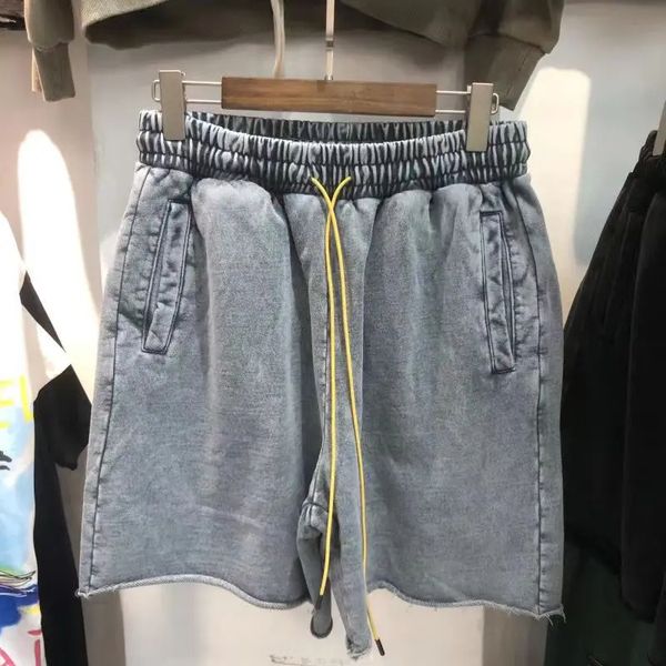 Shorts de alta qualidade cinza lavagem água do velho casual solto calças curtas verão casal corredores calças curtas