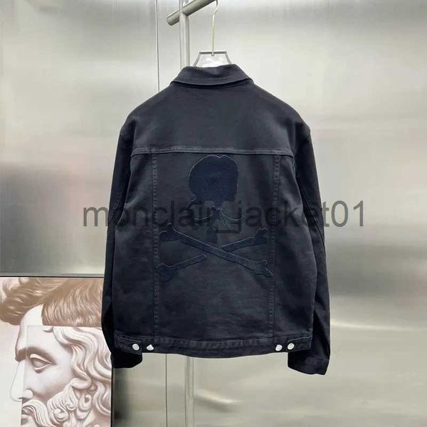 Мужские куртки Mastermind Casual Coat 2023 Осенний стиль High Street Trend MMJ Череп с принтом Мужская джинсовая рубашка с флоком Кардиган Свободная джинсовая куртка J231012