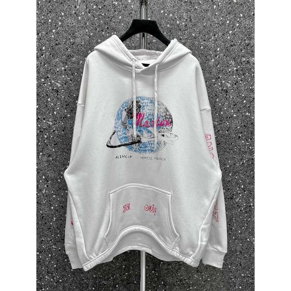 Hoodies Mens Fashion Designer Balenciiaga 23ss High Hoodie Edição Família Outono Novo Unissex Casal Terra Música Carta Impressão Casual