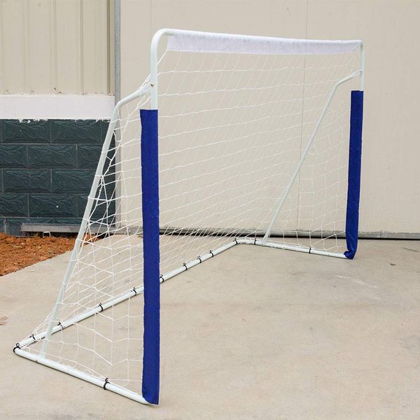 Kombinasyon futbol gol taşınabilir 8*5ft futbol golleri arka bahçe çelik çerçeve futbol golü ile tüm hava ağı çocuklar için genç gençlik