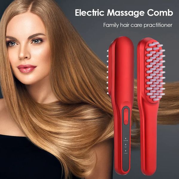 Escovas de cabelo terapia de luz LED azul azul vermelho anti -perda de cabelo escova de couro cabeludo vibração de massagem alívio da fadiga de fadiga Electric Head Comb Comb Hair Care 231012
