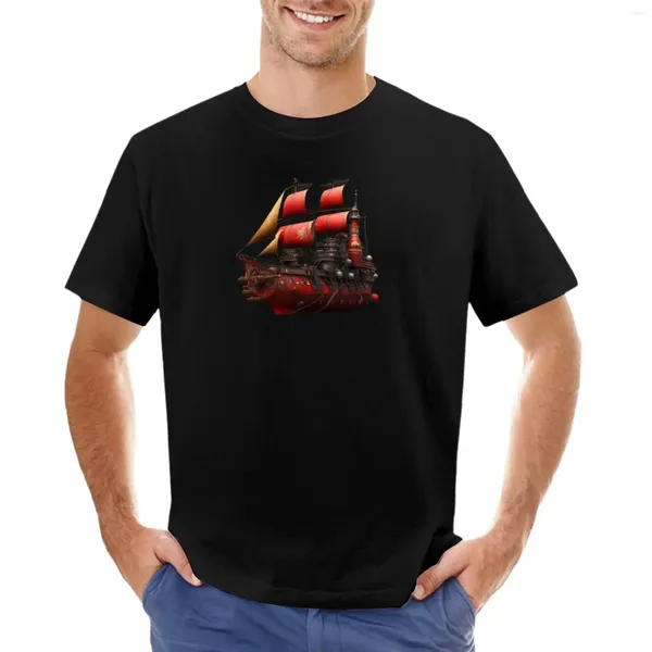 Regatas masculinas navio vermelho camiseta manga curta camiseta oversized masculina