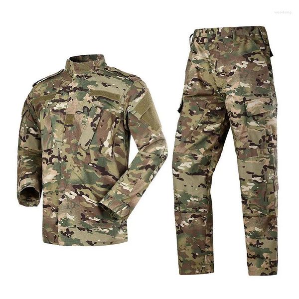 Tracksuits dos homens 2023 de manga comprida uniforme americano camuflagem roupas ao ar livre combate treinamento terno para homens tático masculino wearable