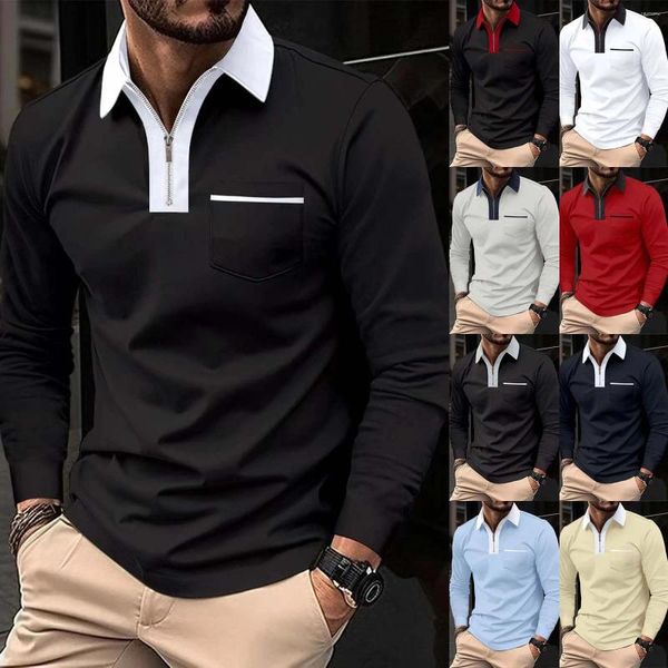 Camisetas masculinas Moda Primavera e Outono Casual Manga Longa Mens Alto Curto Tee Sólido para Homens Fino