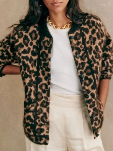 Женские куртки, женское твидовое пальто с леопардовым узором, зима 2023, однобортная повседневная бейсбольная куртка, верхняя одежда, топы