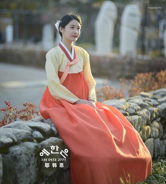 Roupas étnicas Senhoras Hanbok Coreano Original Importado Tecido Nacional Traje Noiva Bem-vindo Vestido