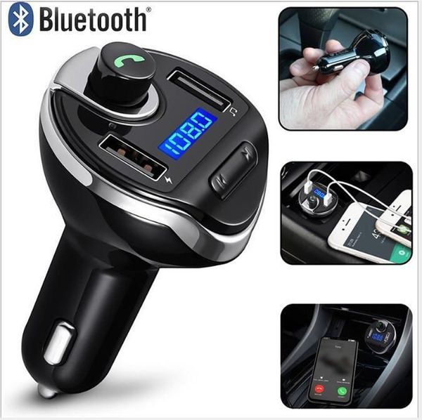 T20 Bluetooth Araba Kiti Eller Seti FM Verici MP3 Müzik Çalar 5V 34A USB Şarj Cihazı Desteği PAKET İLE MİKRO SD U DISK3518846 ZZ