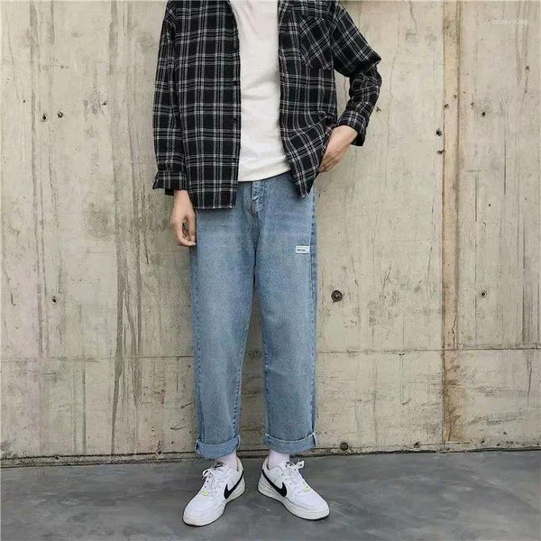 Herren Jeans Hellfarbig 2023 Herbst Hose mit weitem Bein Koreanische Version des Trends Ins Tide Marke Lose lässig gerades Bein