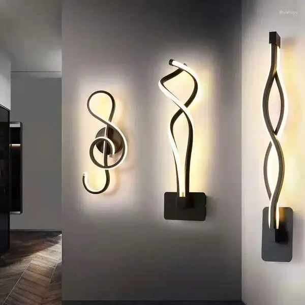 Wandleuchte, moderne minimalistische Lampen, Wohnzimmer, Schlafzimmer, Nachttisch, Glanz, kreative Welle, LED, Innenbereich, weiße Gangbeleuchtung, Dekoration