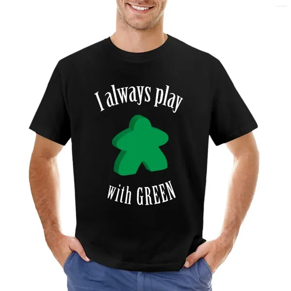 Herren-Tanktops „I Always Play With Green Meeple“, Brettspiel-Design, T-Shirt, Grafik-T-Shirts, T-Shirts, Herrenkleidung, Herren