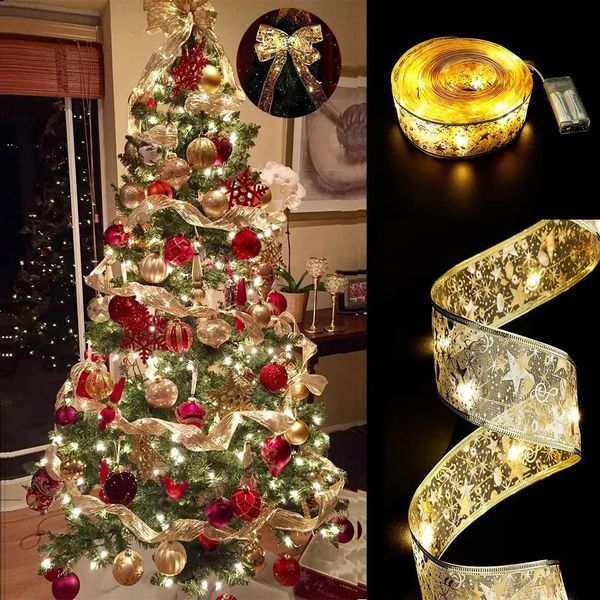 Decorazioni natalizie Decorazioni natalizie Nastro LED Lucine Ornamenti per alberi di Natale per la casa Archi fai-da-te Stringa di luci Navidad Anno 2024 231012