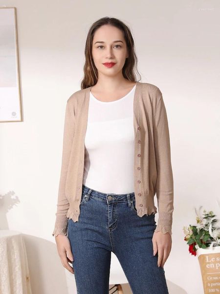 Frauen Strick Mantel Frühling 2023 Gestrickte Damen Pullover Trikot Koreanische Mode Stil Oberbekleidung V-ausschnitt Kleidung Blusen Strickjacke Weibliche