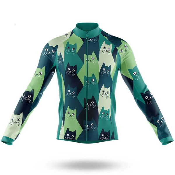 Camicie da ciclismo Top Cartoon Cat Maglia da ciclismo per uomo Estate Maniche lunghe Bike Top Camicia da bicicletta traspirante Mountain Bike Sport Giacca da ciclismo 231011