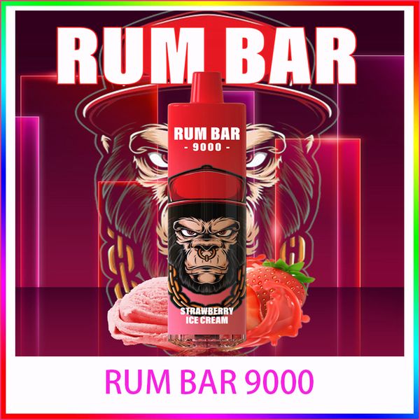 Autentico RUM BAR 9000 Puffs e cig Sigarette elettroniche usa e getta Vape Pen 13 ml Cartuccia a spirale preriempita Cartuccia 600mAh Batteria ricaricabile Vaporizzatore Crazvapes