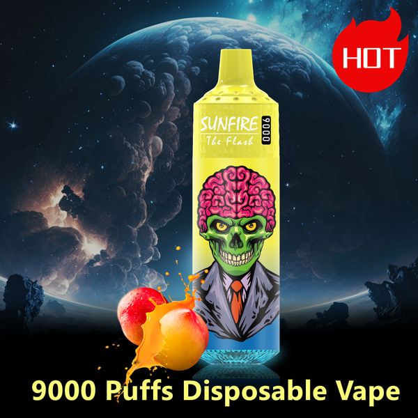 Otantik güneş ateşi 9000 puflar 9k 8K 7K Tek kullanımlık çubuk E Sigara RGB 18ml Pod Mesh Bobin 6 RGB 600mAH Vape Cihaz Buharı 0% 2% 3% 5% 5% 5% 5 Avrupa/ABD/AE/İspanya'da Satış