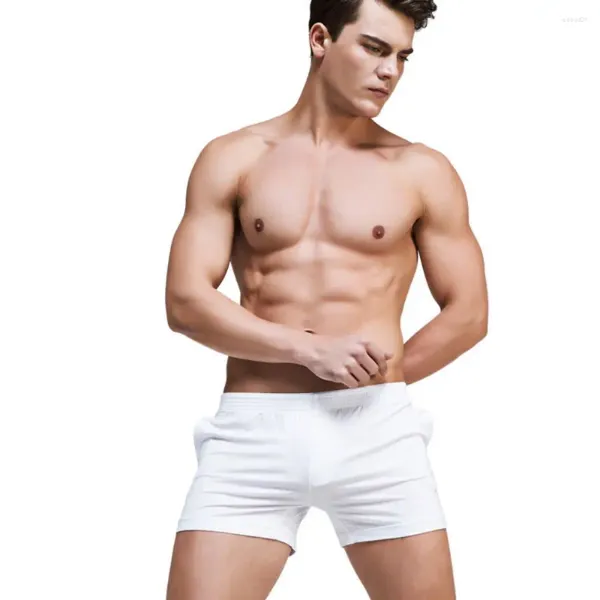 Cuecas masculinas modais shorts confortáveis arro calças casa dormindo boxer de cor sólida e
