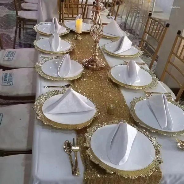 Piatti 4 pezzi Sottopiatto in oro argento Servizio decorativo in plastica Vassoio da portata Matrimonio Decorazioni per feste di Natale Tovaglie