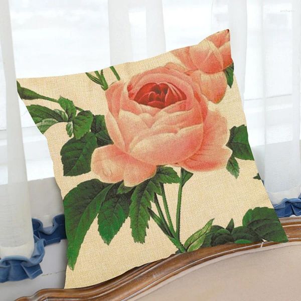 Cuscino Vintage Pink Rose Flower Style Cover Nordic Piccoli fiori rurali freschi Decorazioni per la casa Custodia per divano per auto Cojines