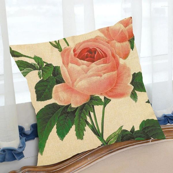 Kissen Vintage Rosa Rose Blume Stil Abdeckung Nordic Kleine Frische Ländliche Blumen Hause Dekorative Auto Sofa Werfen Fall Cojines