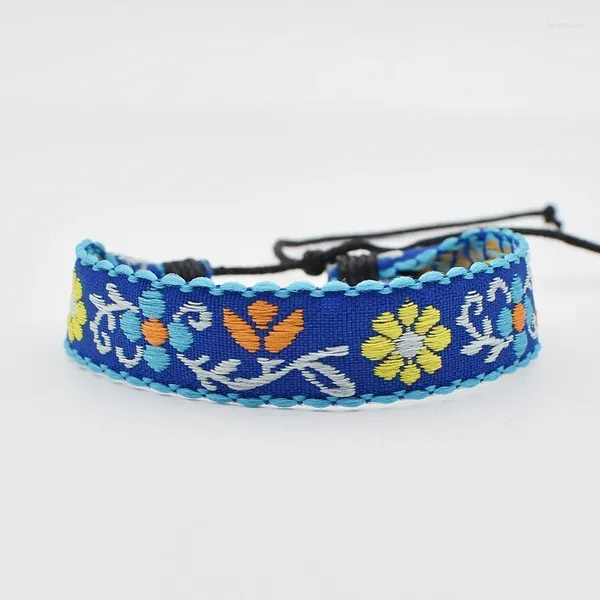 Charm-Armbänder, handgefertigt, Bohemian-Stil, gewebt, Freundschaft, ethnisches Blumenmuster, für Damen, verstellbar, geflochten, Freundschaftsarmband, Geschenk