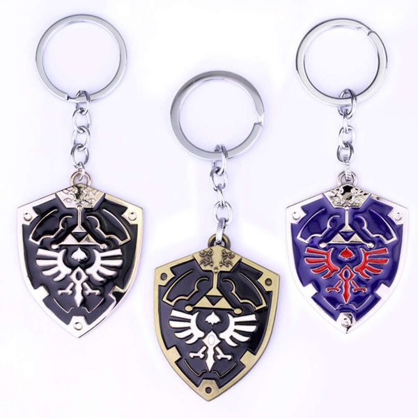 Zelda Efsanesi Oyun Çevresinde Metal Shield Keychain Kolye Giyim Aksesuarları Takı Anahtarı