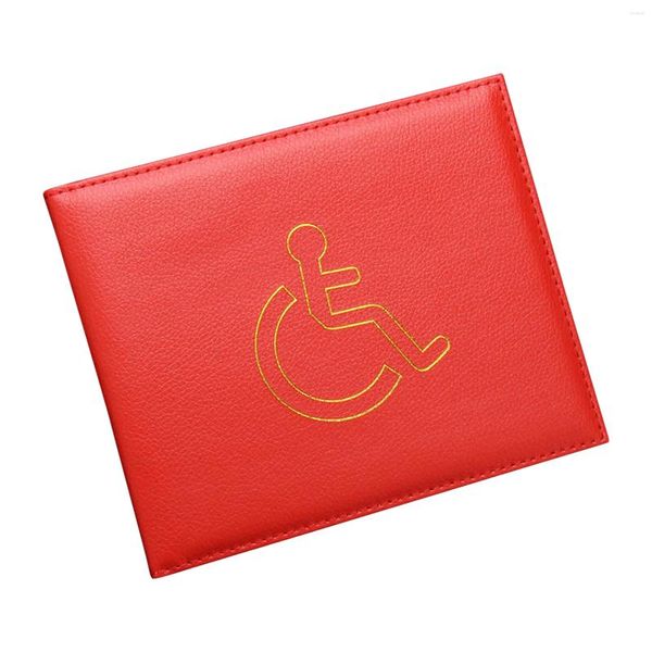 Porta carte con scomparti Facile lettura, moda sicura, pelle PU, copertura per permesso di parcheggio, pieghevole, porta badge per disabili, display portatile