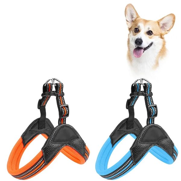 Coleiras para cães, suprimentos para animais de estimação, arnês para cães, reflexivo, multicolorido, multi-tamanho, respirável, elegante, firme, pu, arnês de peito