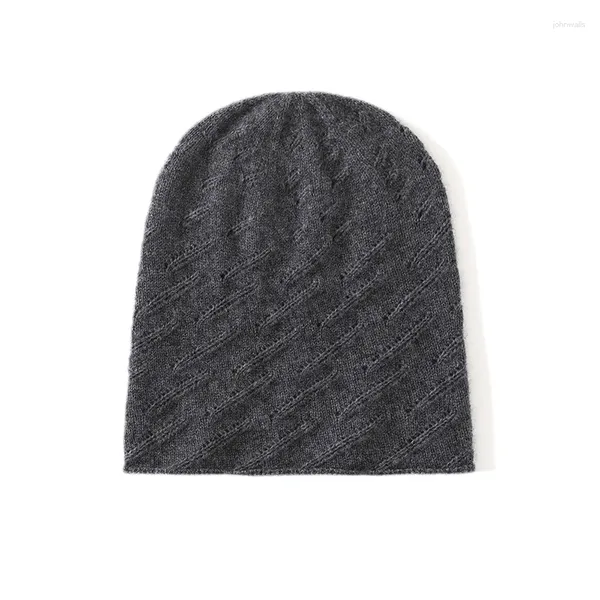 Berets outono e inverno puro cashmere chapéu com bainha enrolada para manter quente edição coreana proteção de orelha de malha baotou moon