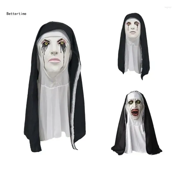 Parti Malzemeleri B36D Rahibe Korkunç Maske Lateks Tam Baş Cosplays Cadılar Bayramı Kostüm Prop Devil Cadılar Kötü Kıyafet