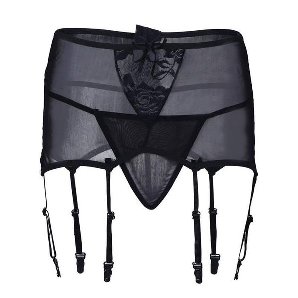 Calcinha feminina mulheres sexy lingerie briefs cintura alta renda liga meia meia cinto titular prendedor suspender com g-string252u