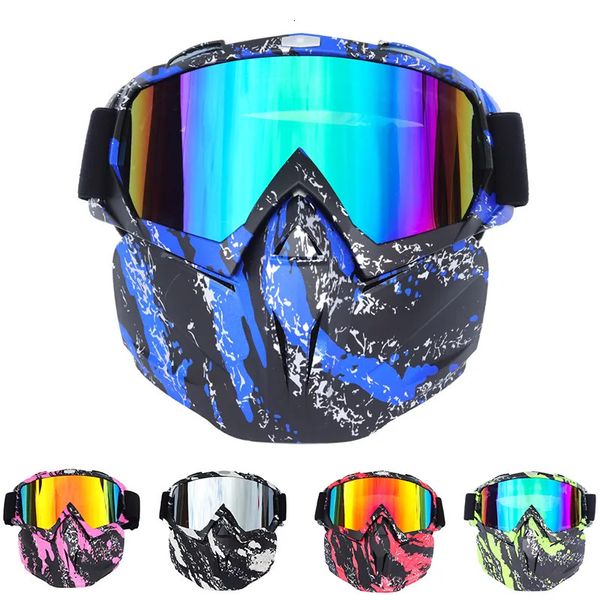 Outdoor Eyewear BOLLFO Ski Snowboard Glasses Snowmobile Skiing Goggles Windproof Glass Motocross Sunglasses with Mouth Filter Earware 231012