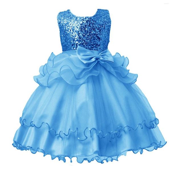 Mädchen Kleider 2023 Frühling Kinder Kleid Pailletten Prinzessin Schleife Hochzeit Blume Geburtstag für Mädchen 3 4 5 7 9 11 13 Jahre alt