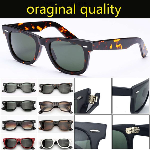 Occhiali da sole classici di alta qualità 50mm 54mm Occhiali da sole Uomo Donna Montatura in acetato Lenti in vetro reale Occhiali da sole maschili Oculos De Sol pioggia vieta CPOL