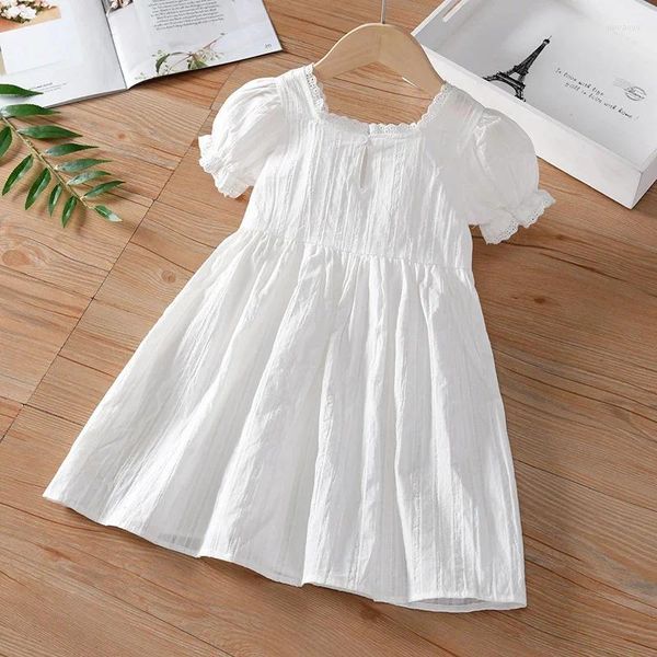 Vestidos de menina vestido de verão para meninas bebê casual princesa festa vestidos traje noite branco roupas sólidas