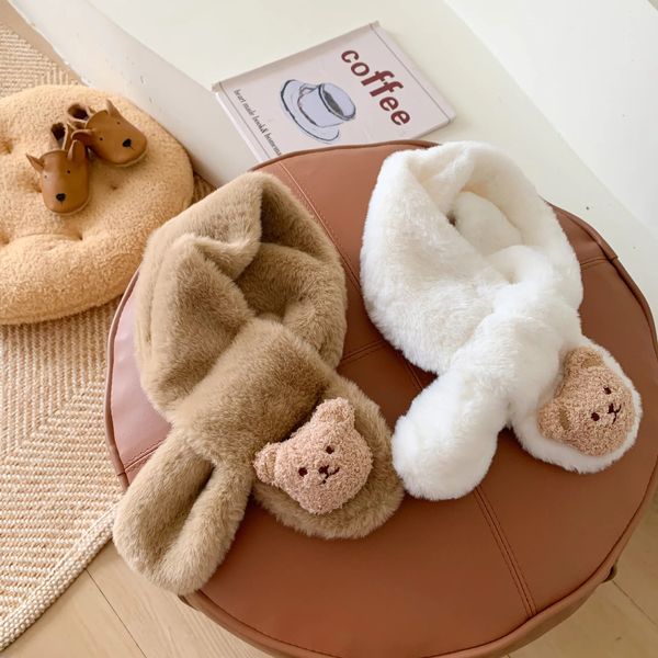 Sciarpe Cartoon Inverno Sciarpa per bambini Simpatico orso di peluche per bambini Ragazzi Ragazze Coreano Colore solido Bambini Fazzoletto da collo caldo 231012