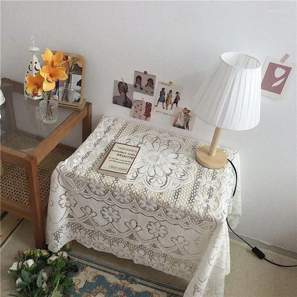 Toalha de mesa Toalha de mesa Ins Wind White Bed Frame Colocação de capa de chá pequena pura e fresca_Jes167