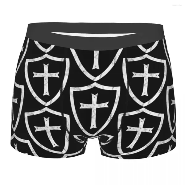 Cuecas cavaleiros templários retro bandeira cruz escudo presente homme calcinha masculina roupa interior impressão casal sexy conjunto calecon